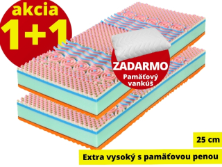 Tony AKCIA 1+1 - 25cm extra vysoký matrac s pamäťovou penou